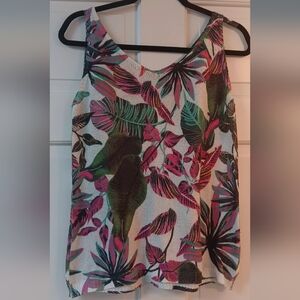 Made in ITALY Luisa Ricci Cotton Tropical Print Sleeveless Knit Top